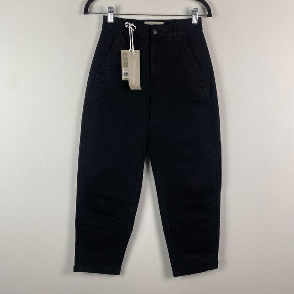 Everlane The Utility Barrel Pant High-Rise Crop Black Size 00 Organic Cotton - Picture 1 of 11
